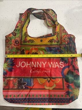 Johnny Was Multicolor Floral Logo Reusable Tote in Red and Yellow